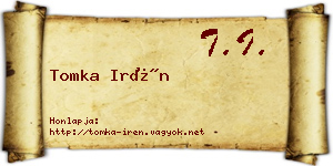 Tomka Irén névjegykártya